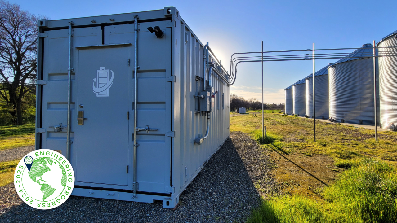 A large white vehicle module shipping container